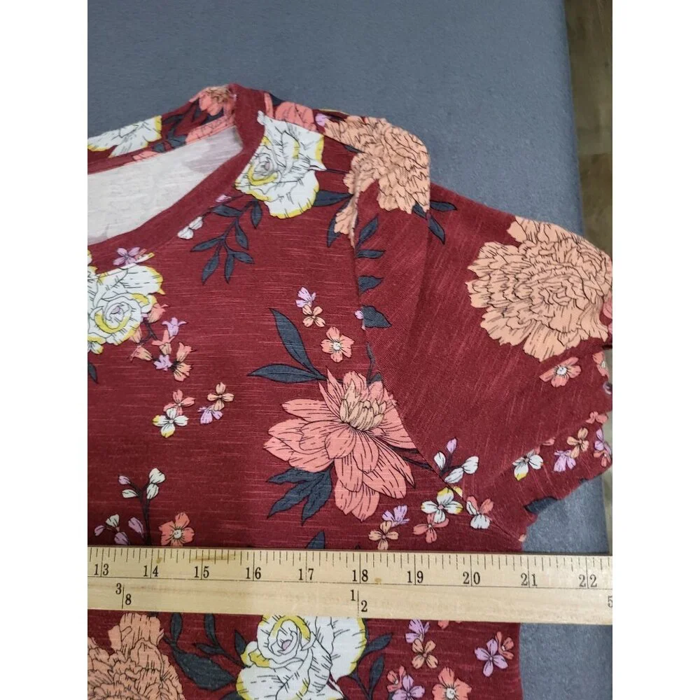 LOFT Outlet Women's Floral Top Shirt Knotted Sleeves Stretchy SZ LG - Picture 5 of 8